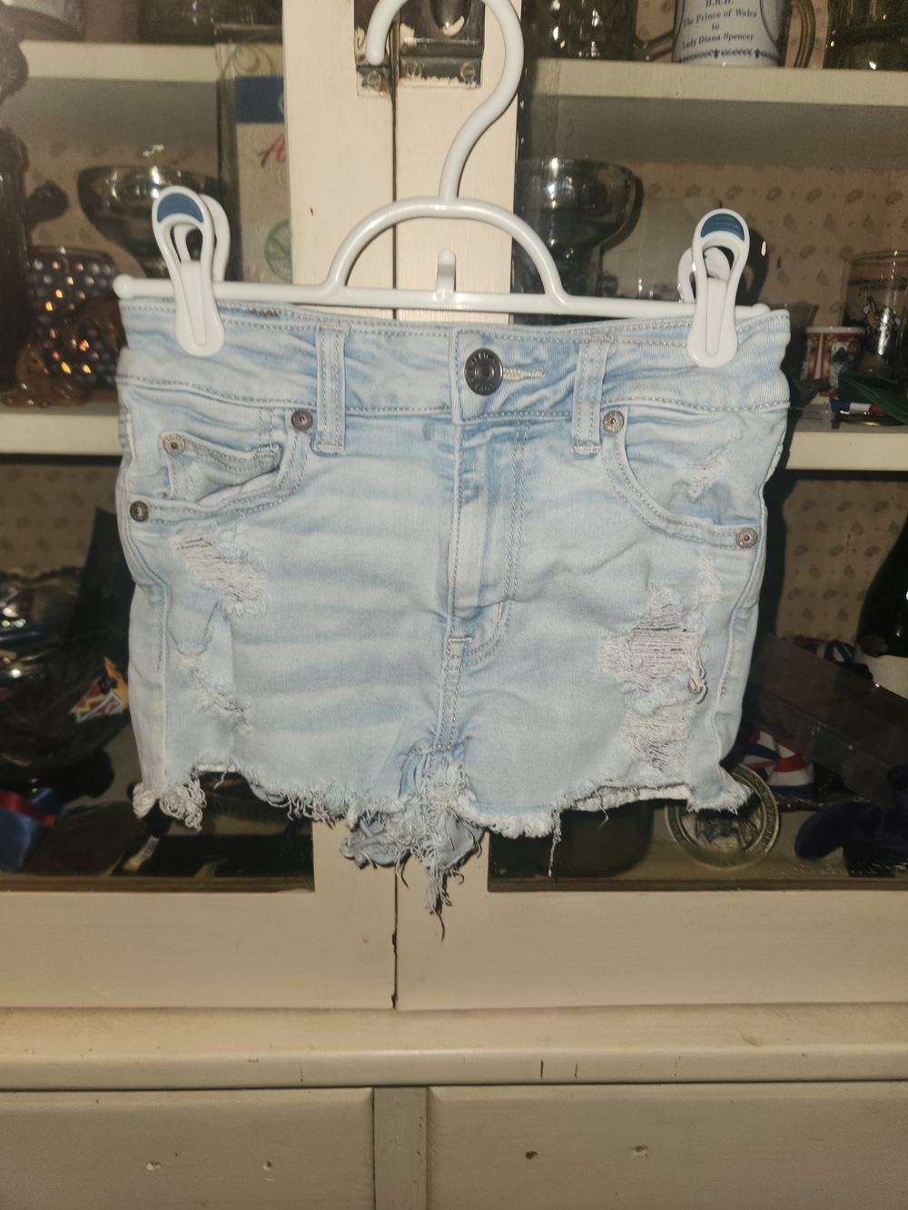 American Eagle Outfitters Light Wash Distressed Denim Shorts